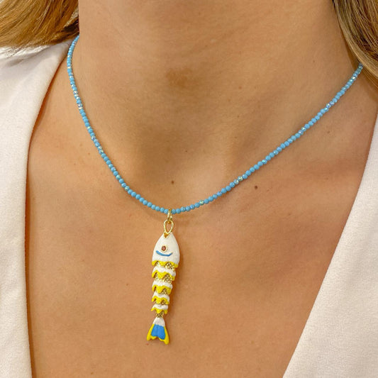 Collar CRAMBY Pez Grande Blanco