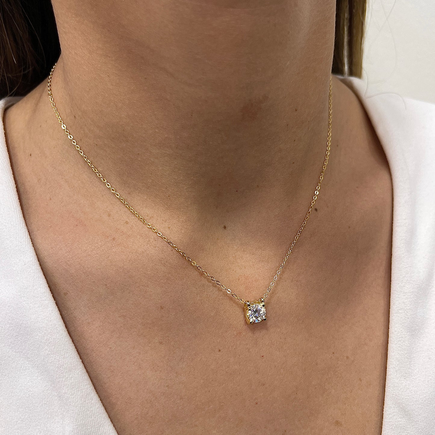 Collar VALUT Dorado Plata Rodinada- Moissanita 8mm