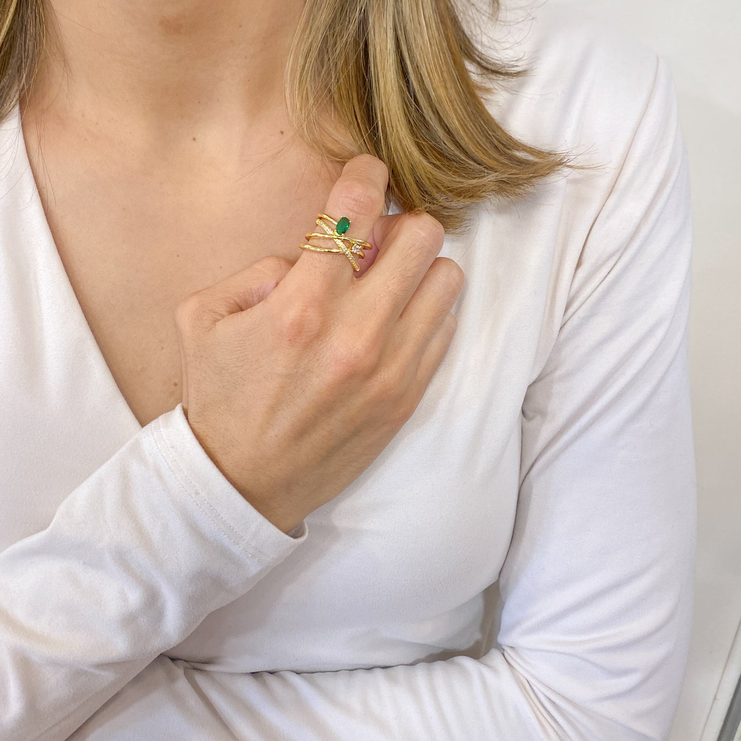 Anillo VIKAM Verde Ajustable (Talla 6-7)
