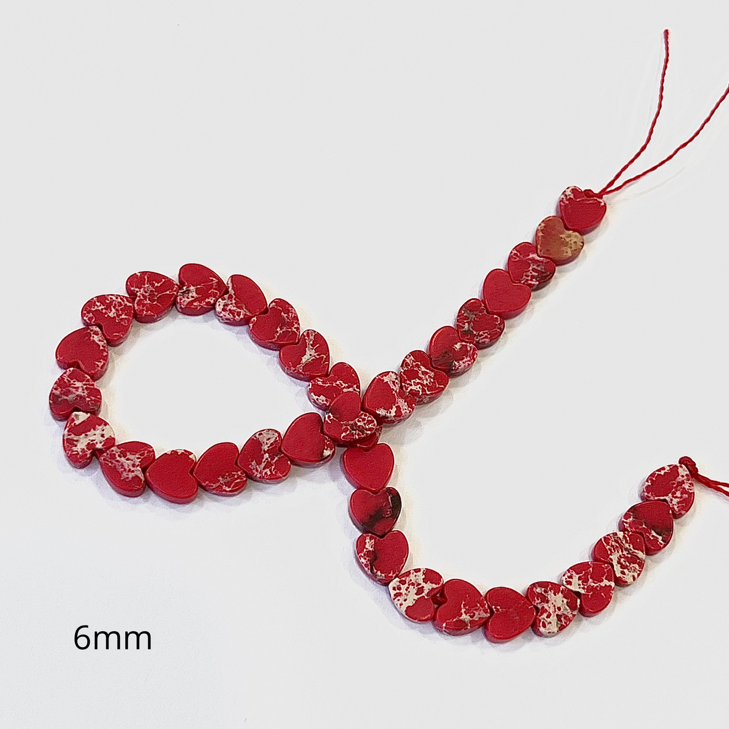 Sarta Corta Corazón Jaspe Imperial Rojo 6mm