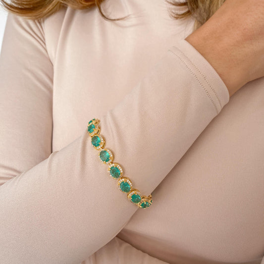 Pulsera COVUR Dorada-Aguamarina