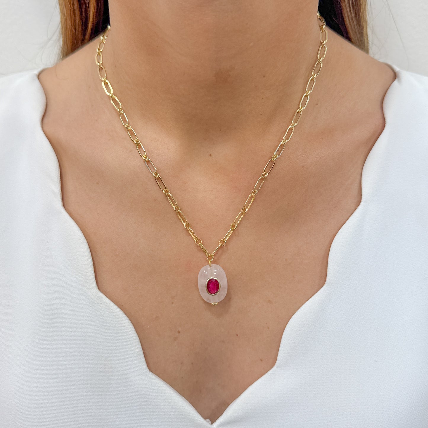 Collar UVOL Cuarzo Rosado