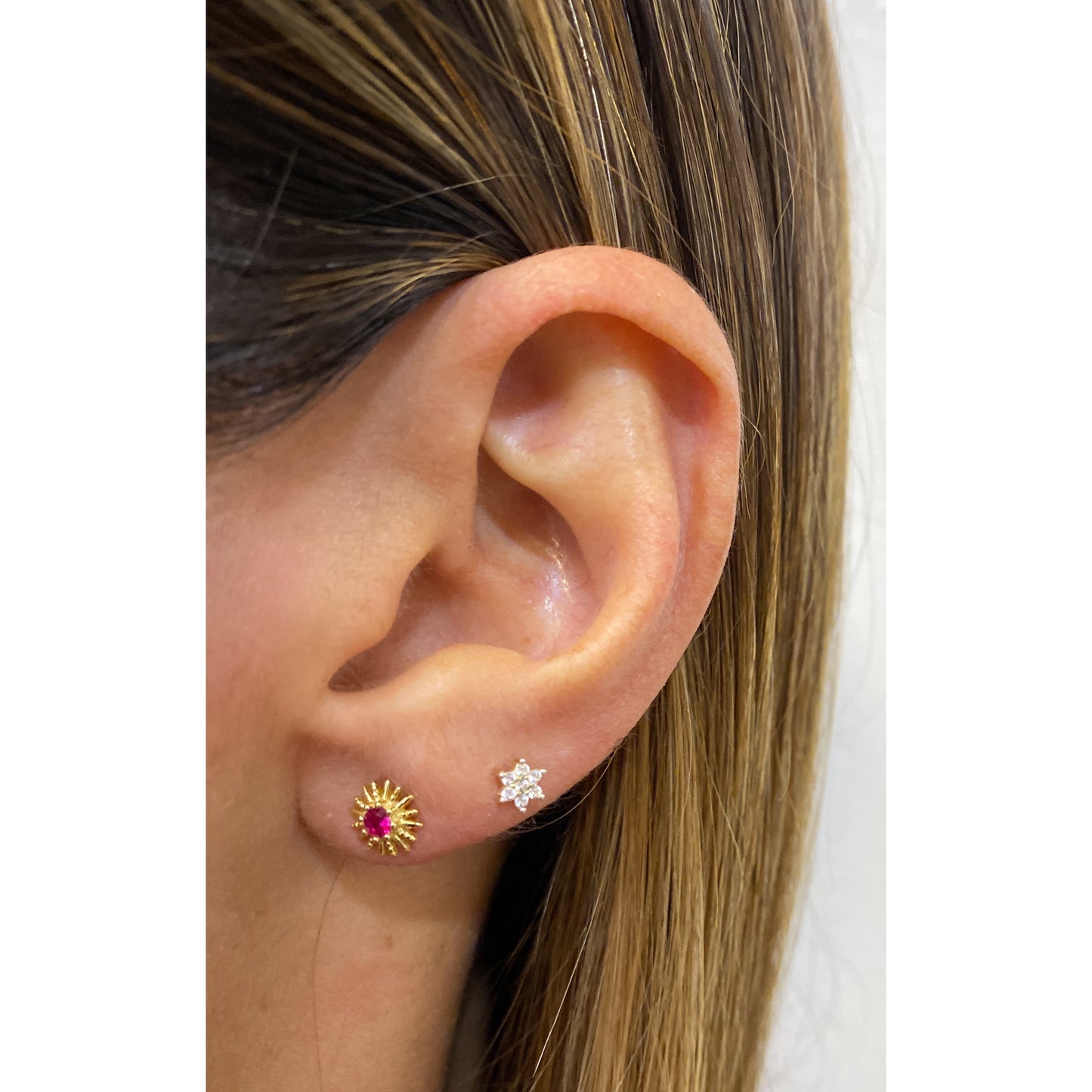 Aretes ATEL Dorado-Fucsia
