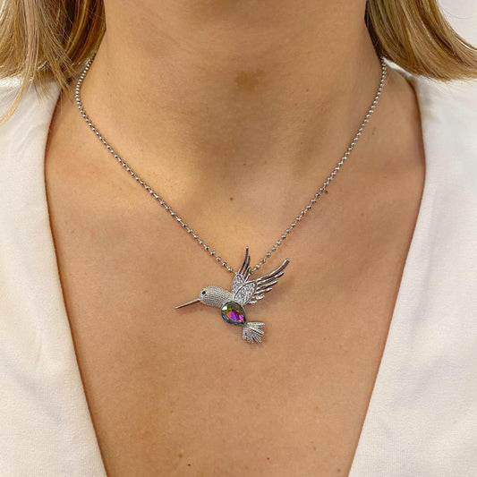 Collar CAVIR Iridisente-Plateado