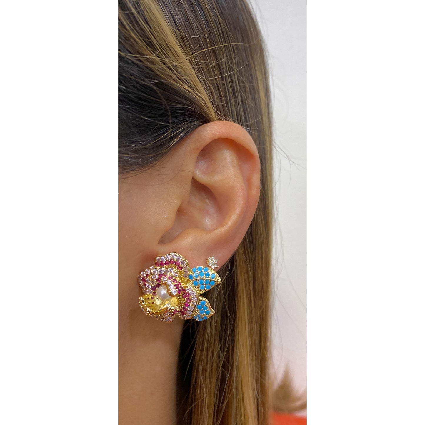 Aretes JULEON Fucsia - Azul