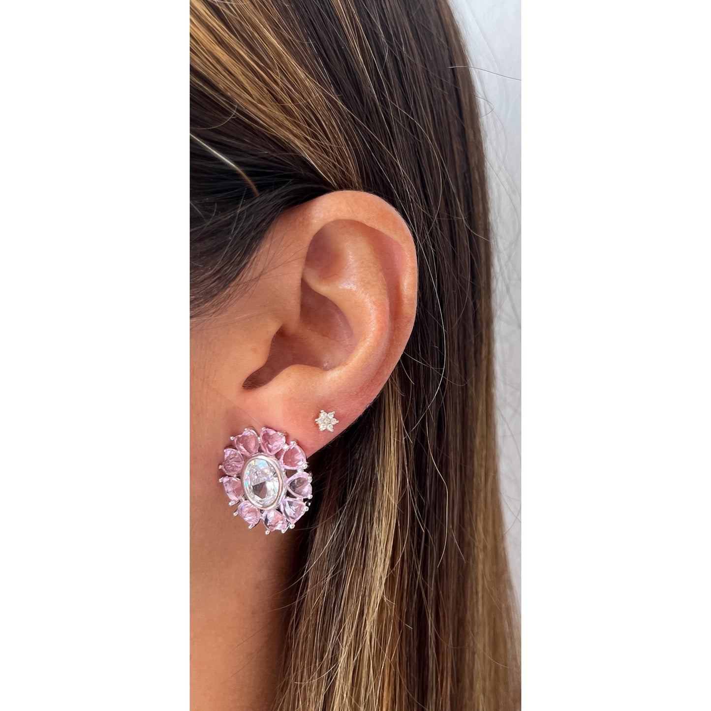 Aretes KOLY Rosado / Plateado