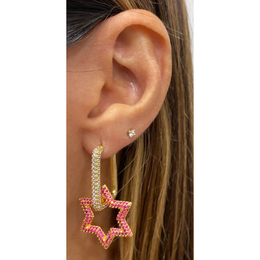 Aretes FRONGE Dorado / Fucsia