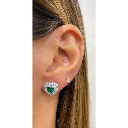 Aretes VADUR Plateado-Verde