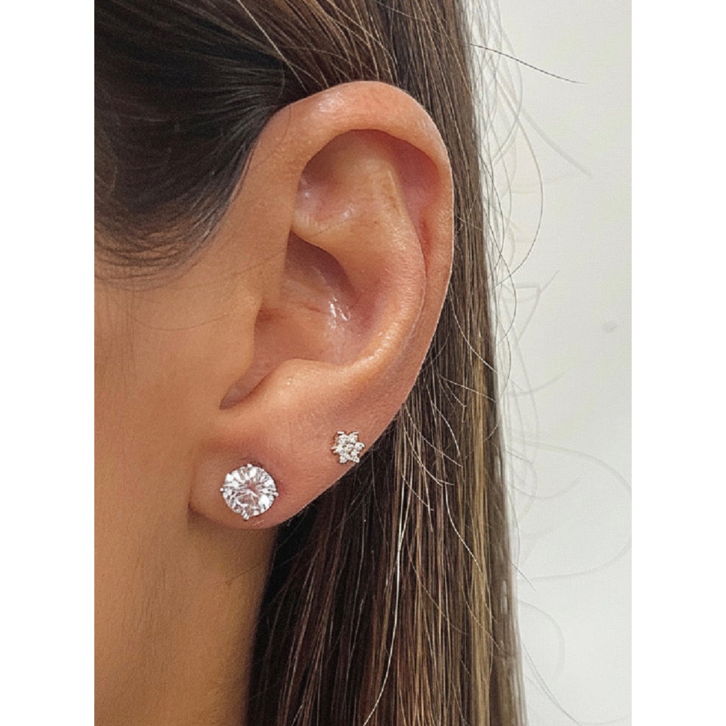 Aretes ULIC Plateado Plata Rodinada-Moissanita 6mm