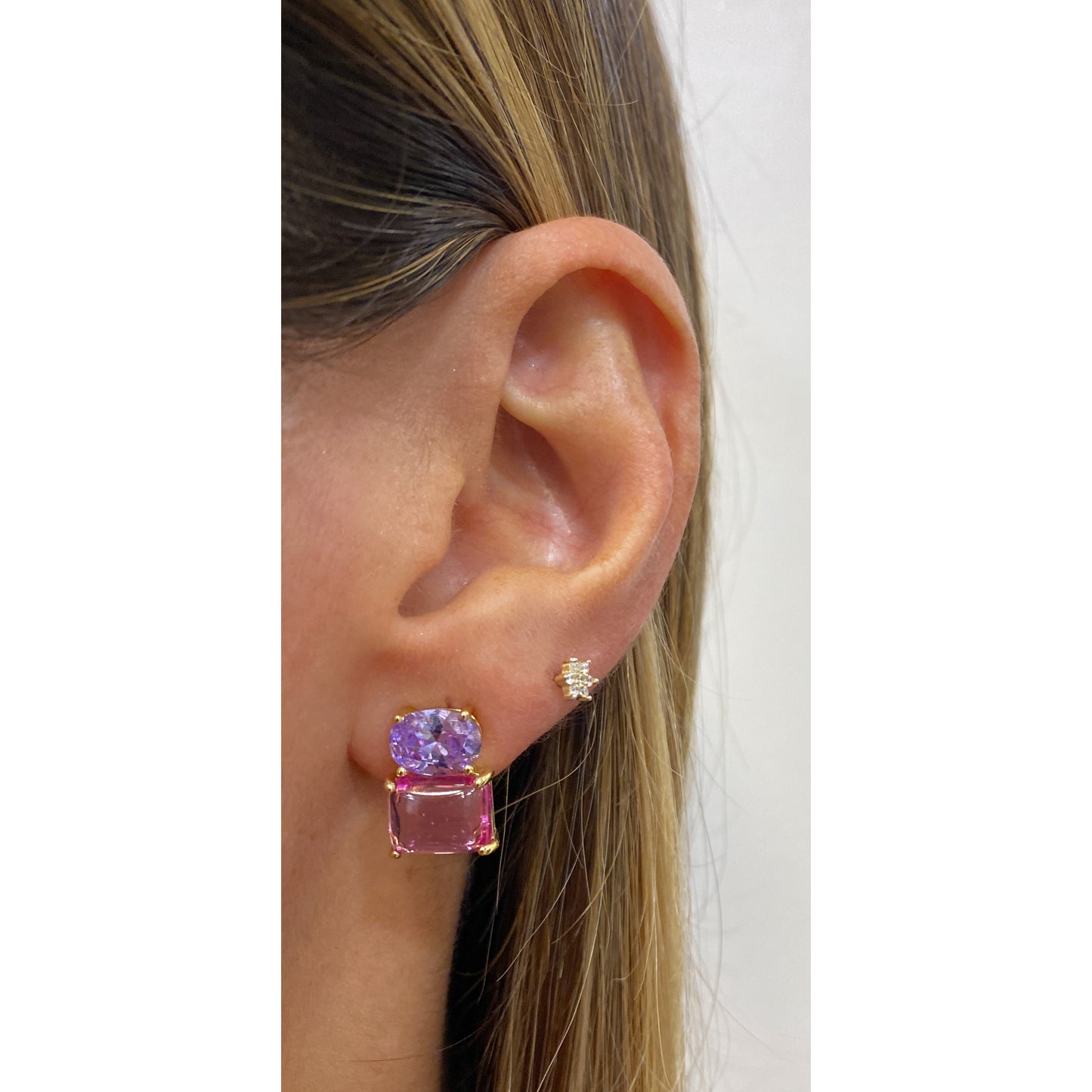 Aretes GODEN Dorado (Lila-Rosado)