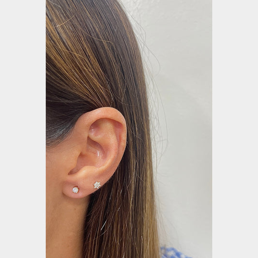 Aretes ULIC Dorado Plata Rodinada-Moissanita 3mm