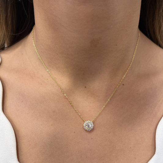 Collar CILU Dorado Plata Rodinada- Moissanita 8mm