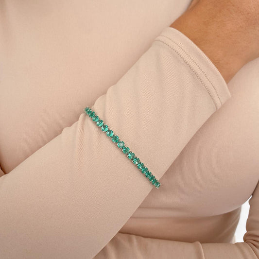 Pulsera JEZ Plateada-Aguamarina