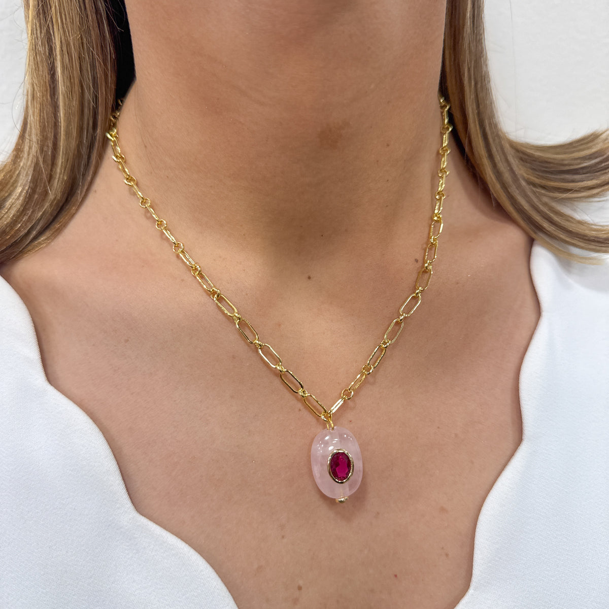 Collar UVOL Cuarzo Rosado