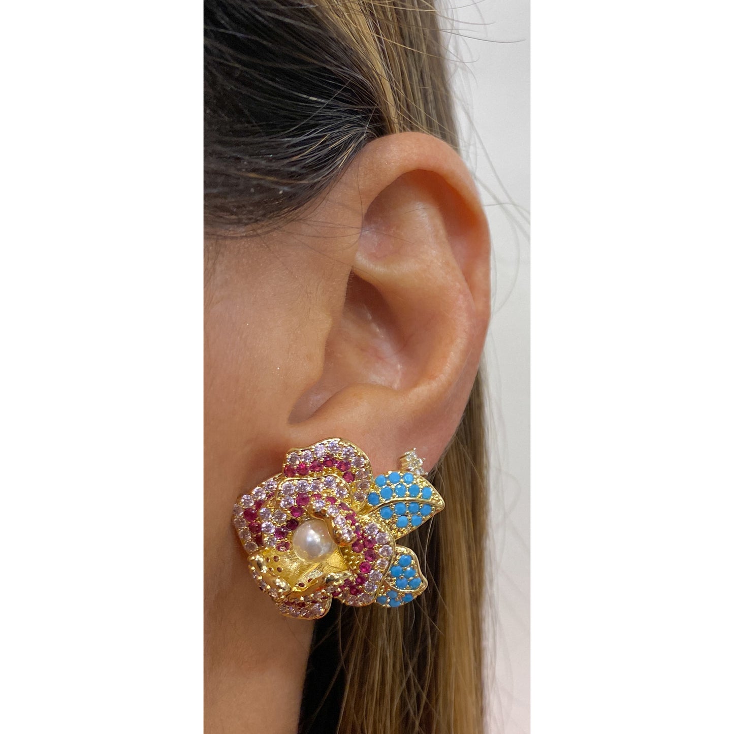 Aretes JULEON Fucsia - Azul