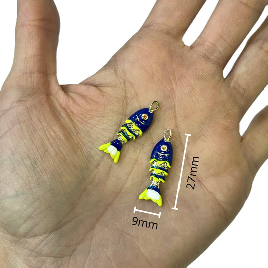 Dije Pez Azul Oscuro-Dorado Pequeño