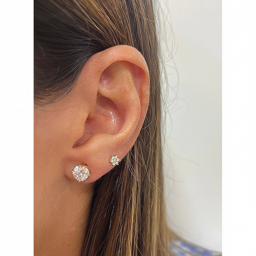 Aretes ULIC Dorado Plata Rodinada-Moissanita 6mm