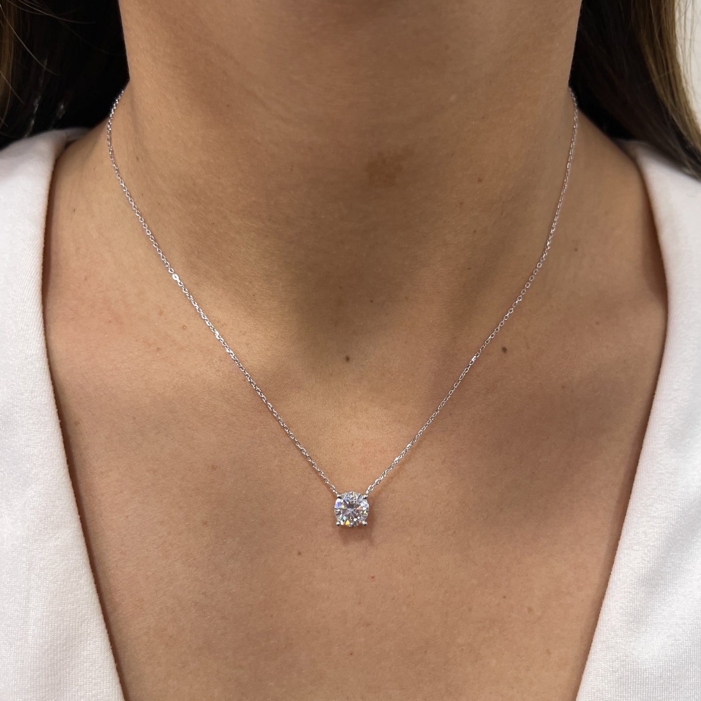 Collar EBIK Plateado Plata Rodinada- Moissanita 8mm