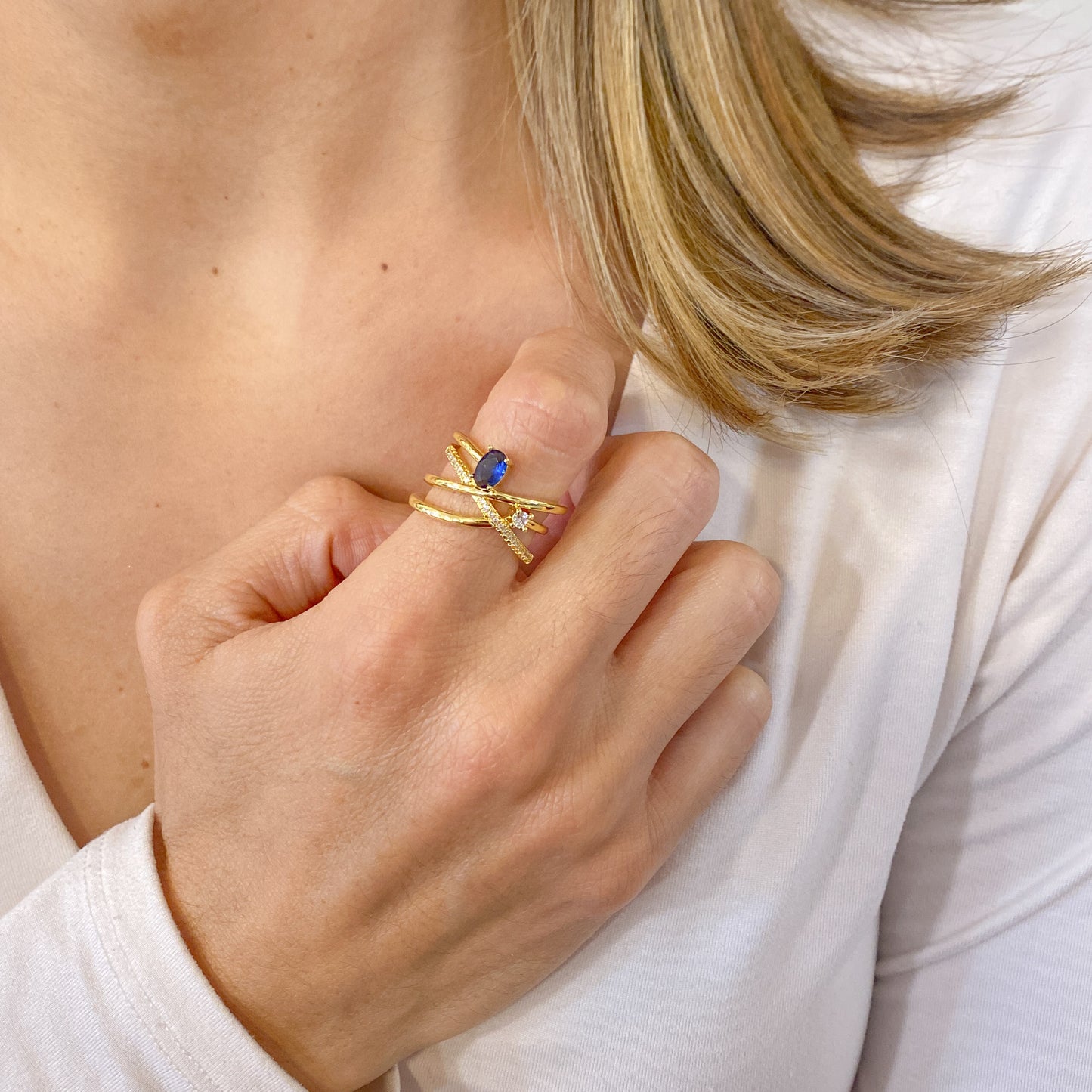Anillo VIKAM Azul Ajustable (Talla 6-7)