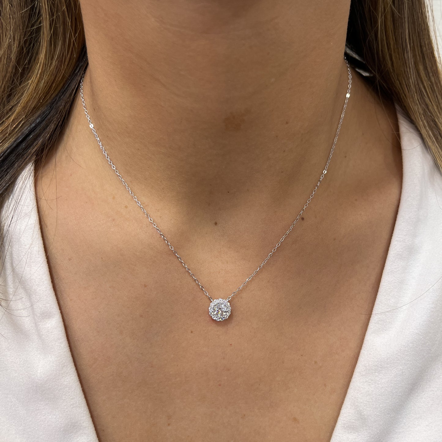 Collar CILU Plateado Plata Rodinada- Moissanita 8mm