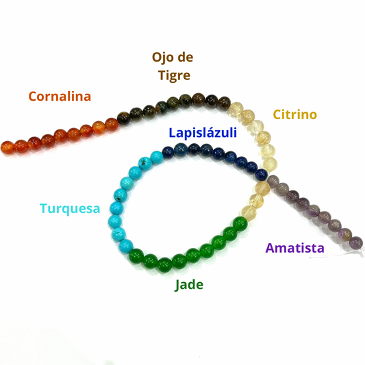Sarta Piedra Natural 7 Chakras 6mm ❤️🧡💛💚🩵💙💜
