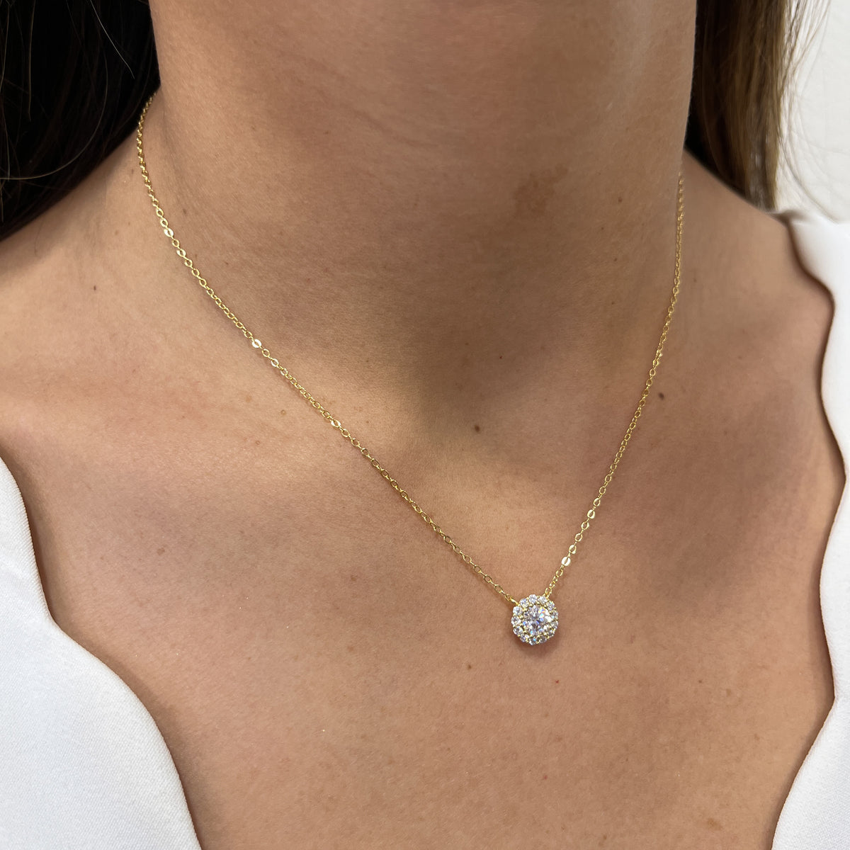 Collar CILU Dorado Plata Rodinada- Moissanita 8mm