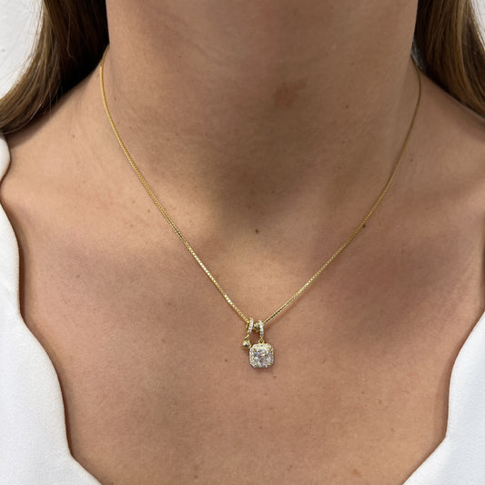 Collar NULIR Dorado Plata Rodinada- Moissanita 8mm