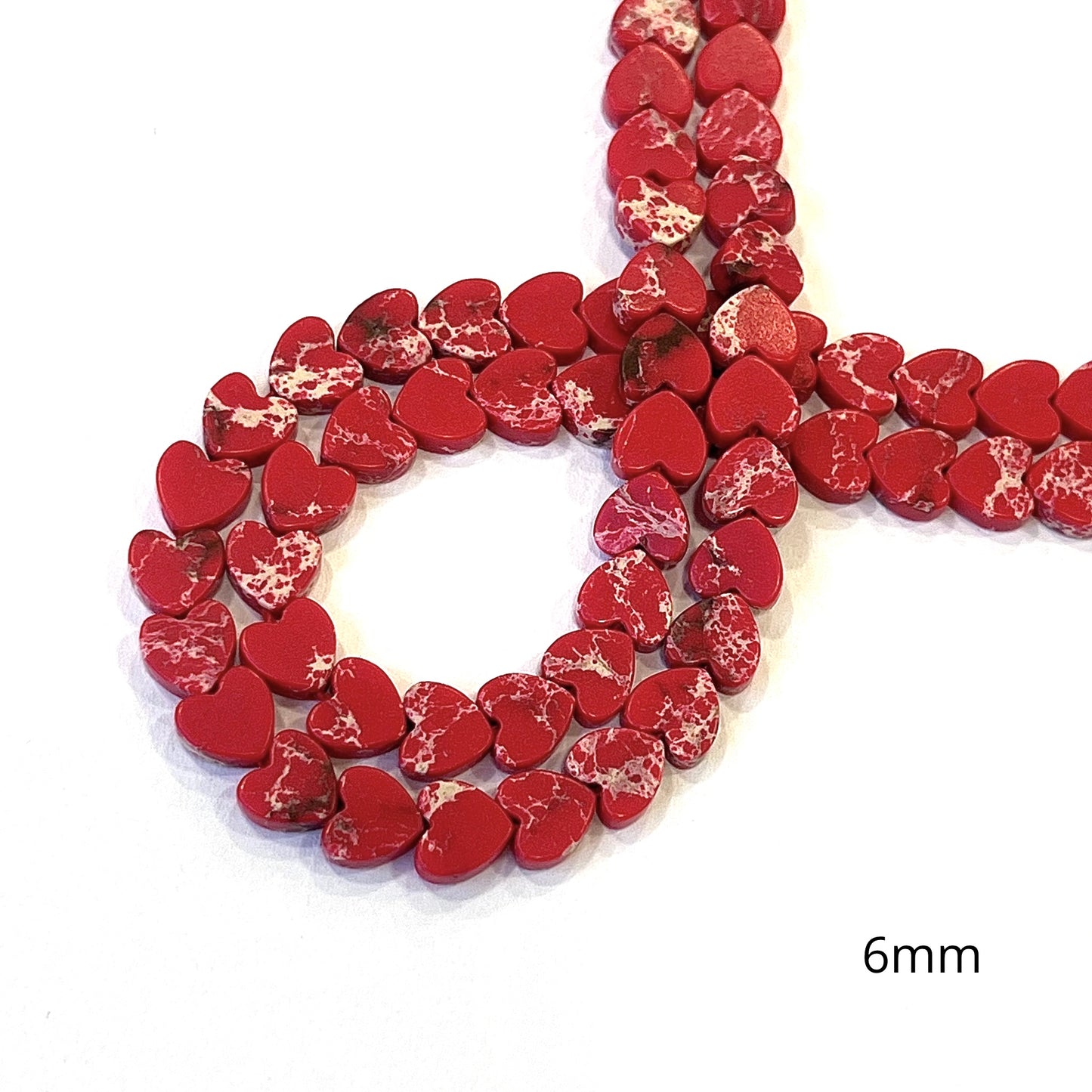 Sarta Corta Corazón Jaspe Imperial Rojo 6mm