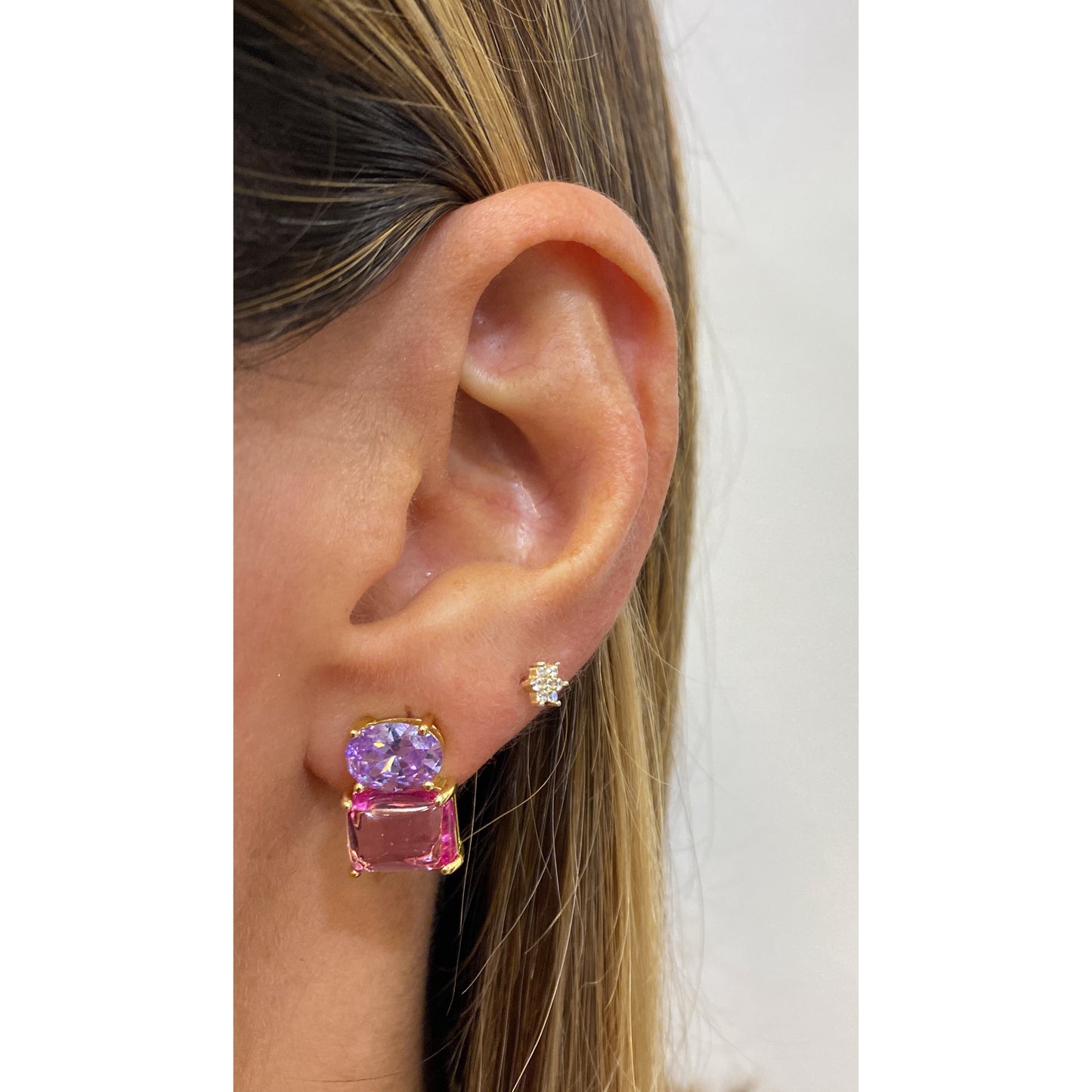 Aretes GODEN Dorado (Lila-Rosado)