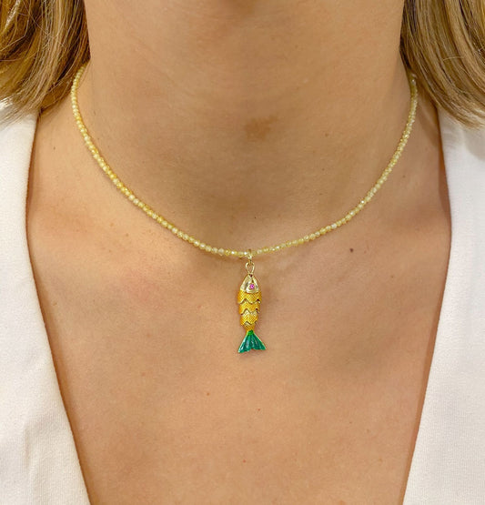 Collar CRAMBY Pez Pequeño Amarillo-Verde