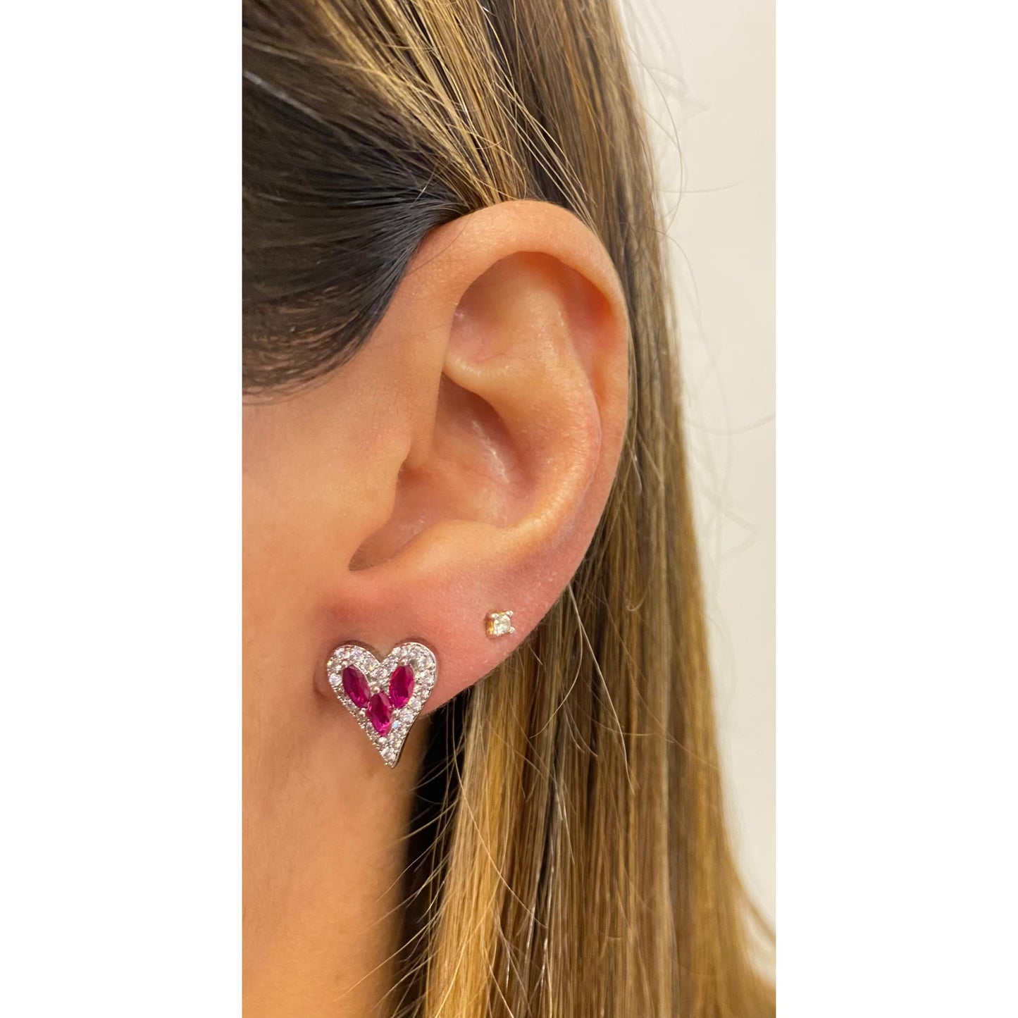 Aretes JUPAR Plateados-Fucsia