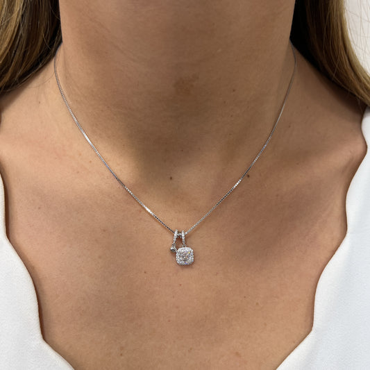 Collar NULIR Plateado Plata Rodinada- Moissanita 8mm