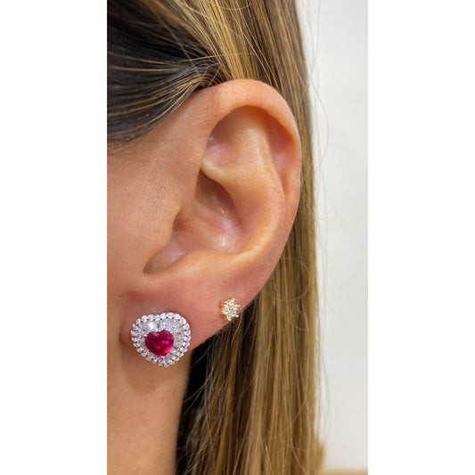 Aretes VADUR Plateado-Color Ruby