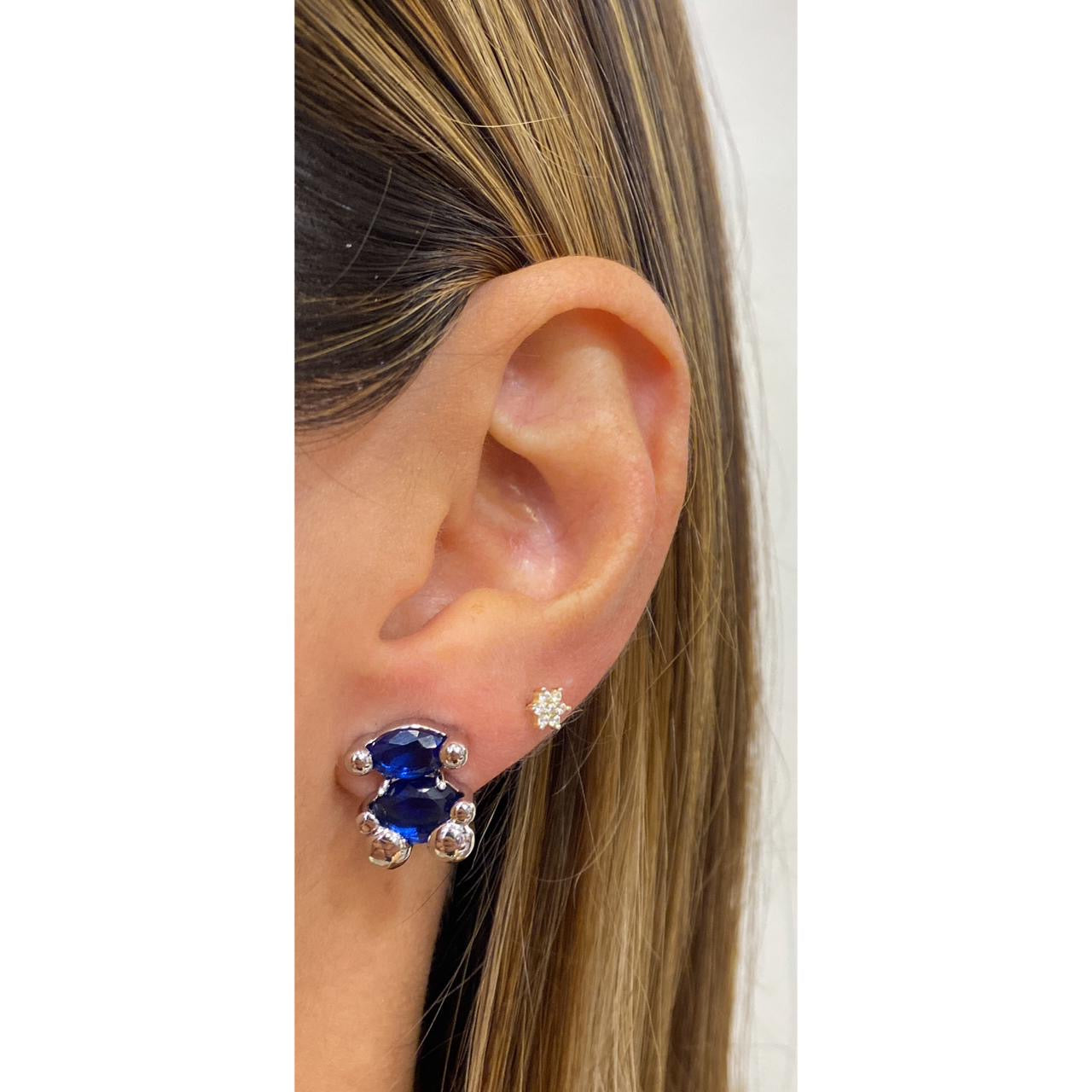 Aretes BAZUN Azul-Plateado