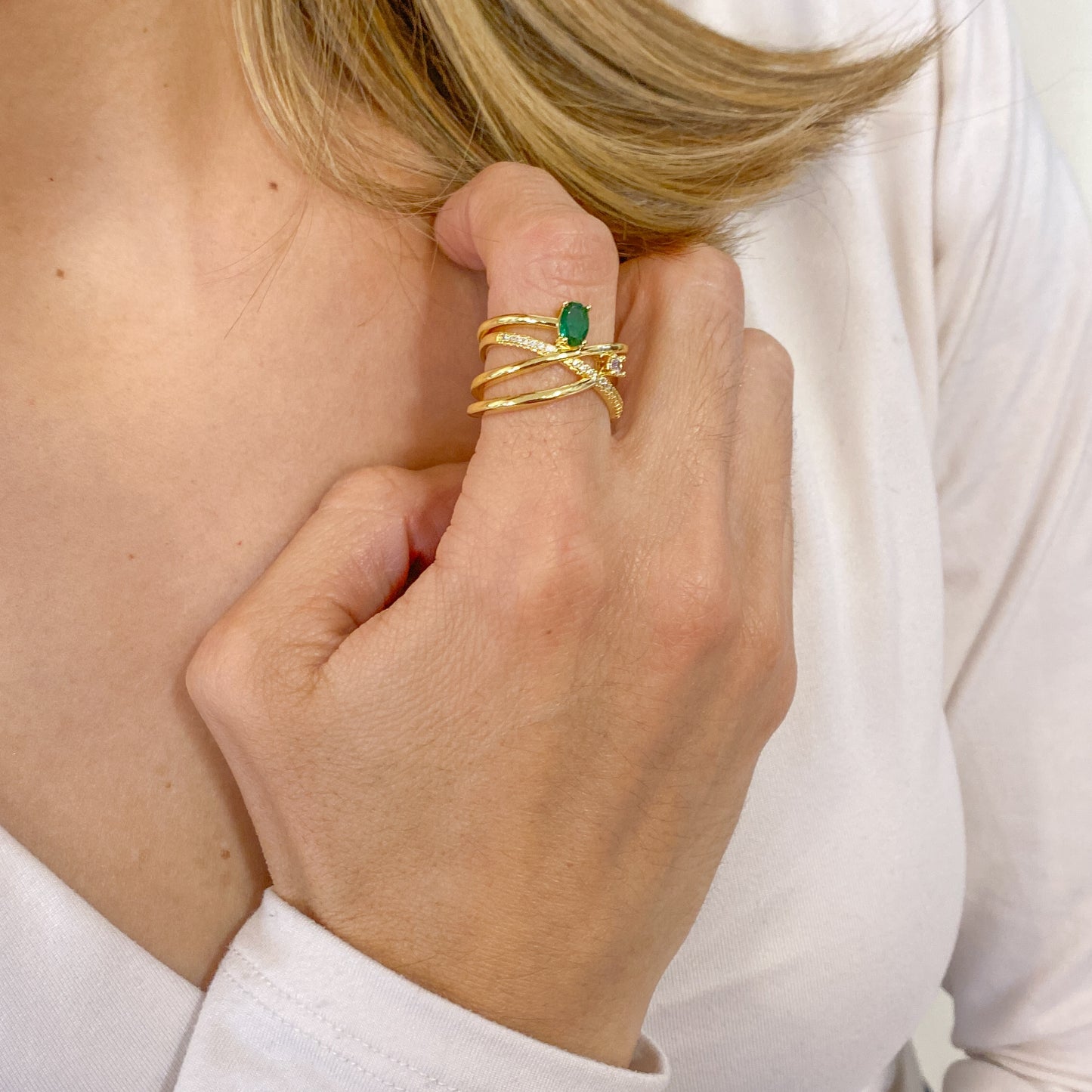 Anillo VIKAM Verde Ajustable (Talla 6-7)