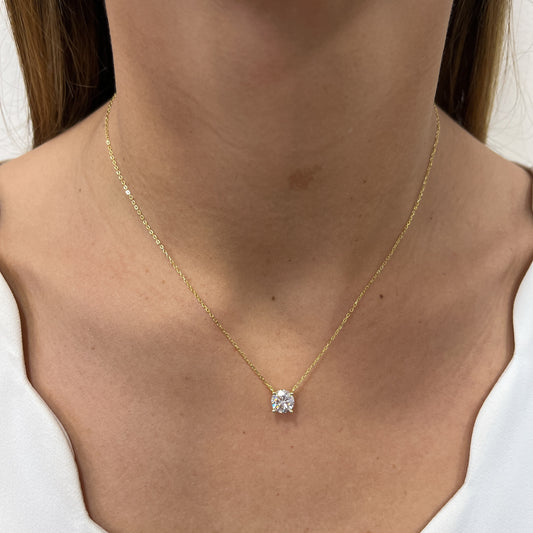 Collar EBIK Dorado Plata Rodinada- Moissanita 8mm