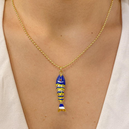 Collar ENURI Pez Grande Azul Oscuro