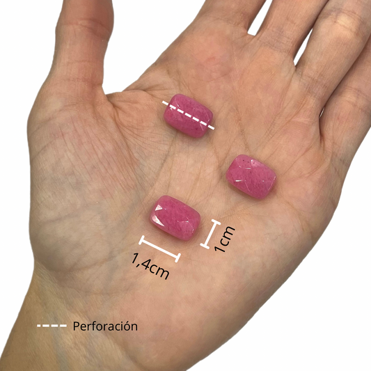Rectángulo Jade Rosa Facetada 1,4*1cm