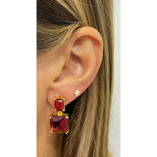 Aretes SOHIM Dorado-Color Ruby