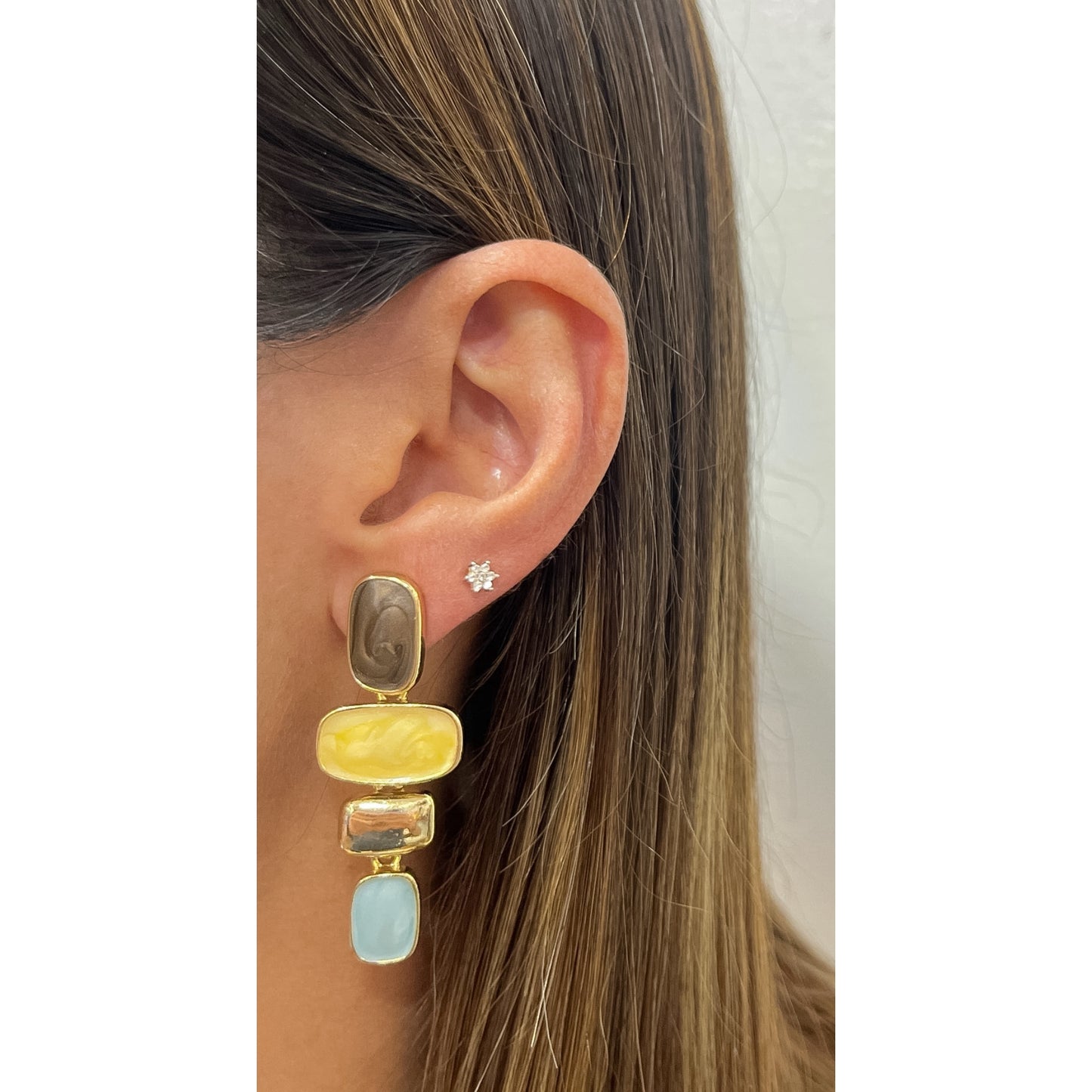 Aretes AVUK Amarillo-Azul