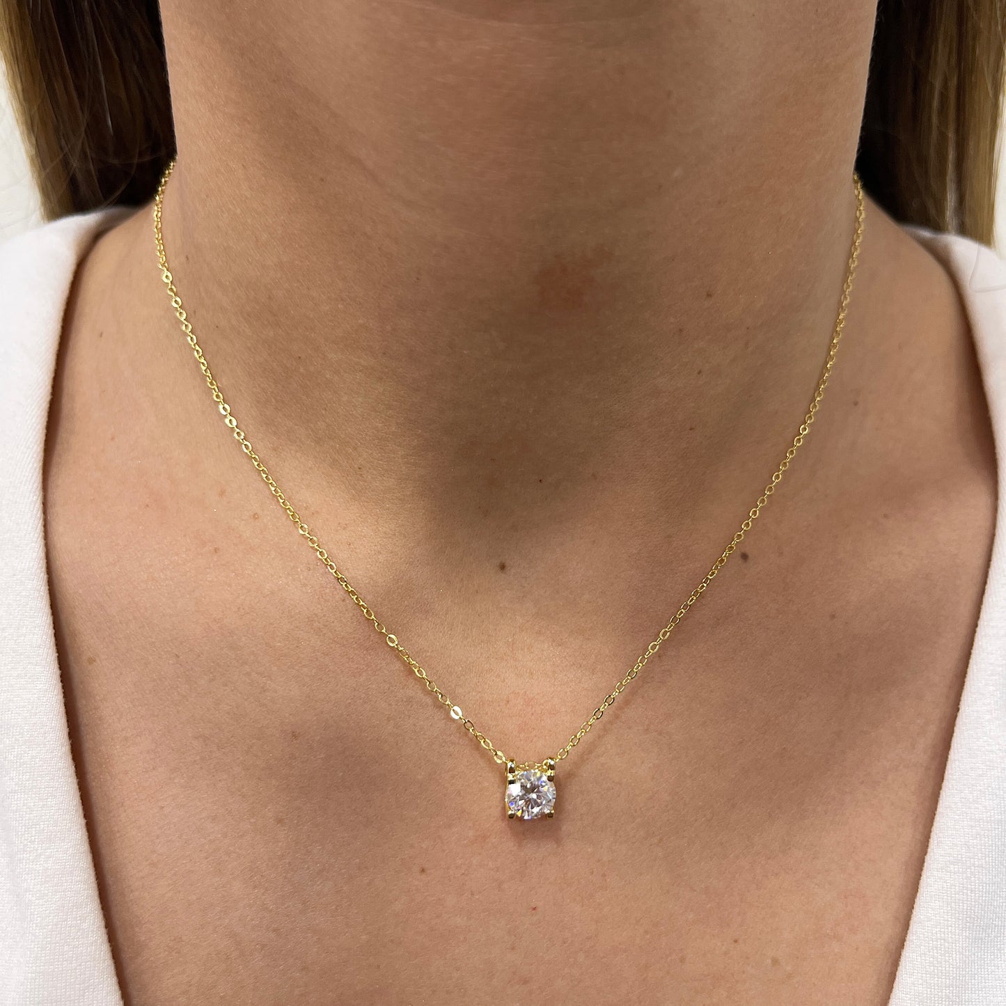 Collar VALUT Dorado Plata Rodinada- Moissanita 8mm