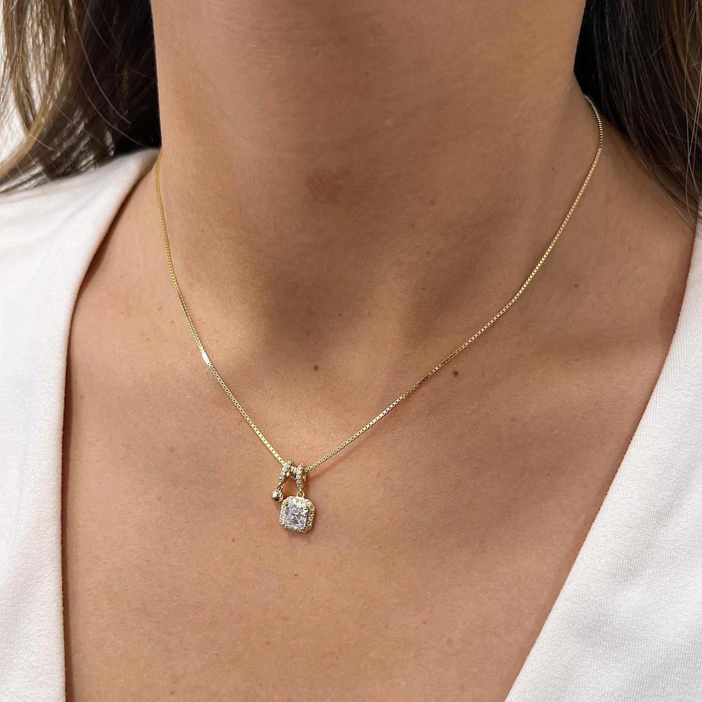 Collar NULIR Dorado Plata Rodinada- Moissanita 8mm
