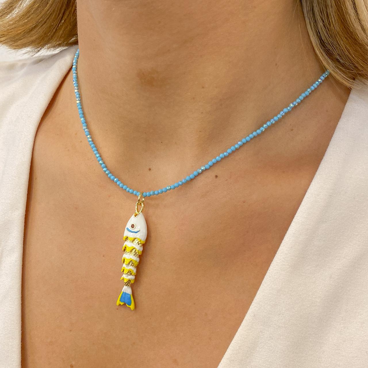 Collar CRAMBY Pez Grande Blanco