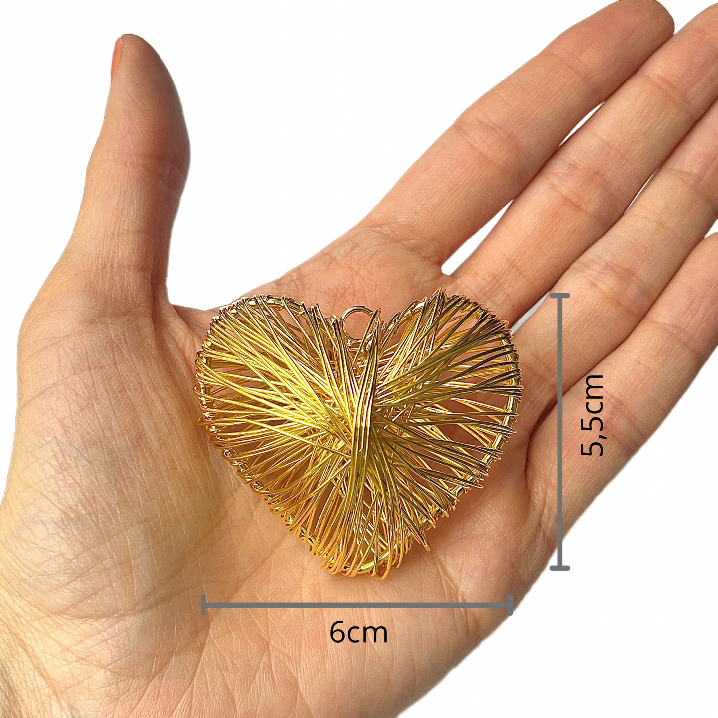 Dije Corazón Grande Alambre Dorado 6cm*5,5cm
