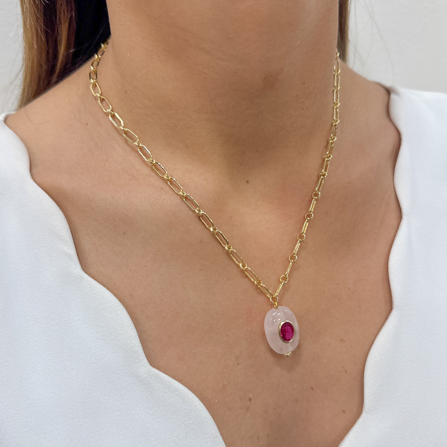 Collar UVOL Cuarzo Rosado
