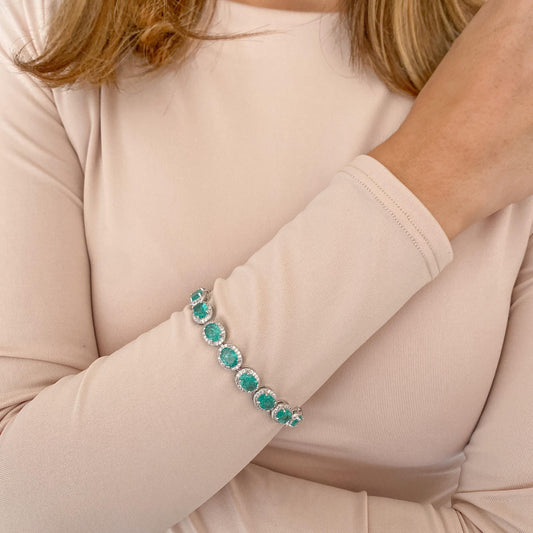 Pulsera COVUR Plateada-Aguamarina