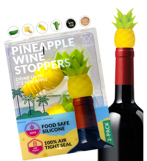🍍🍷 Tapones de Vino de Piña Para Botellas de Vino– Juego de 2 – A prueba de fugas