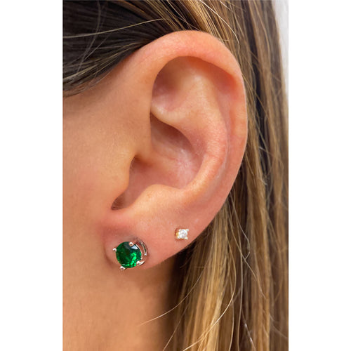 Aretes BRUN Verde / Plateado 6mm