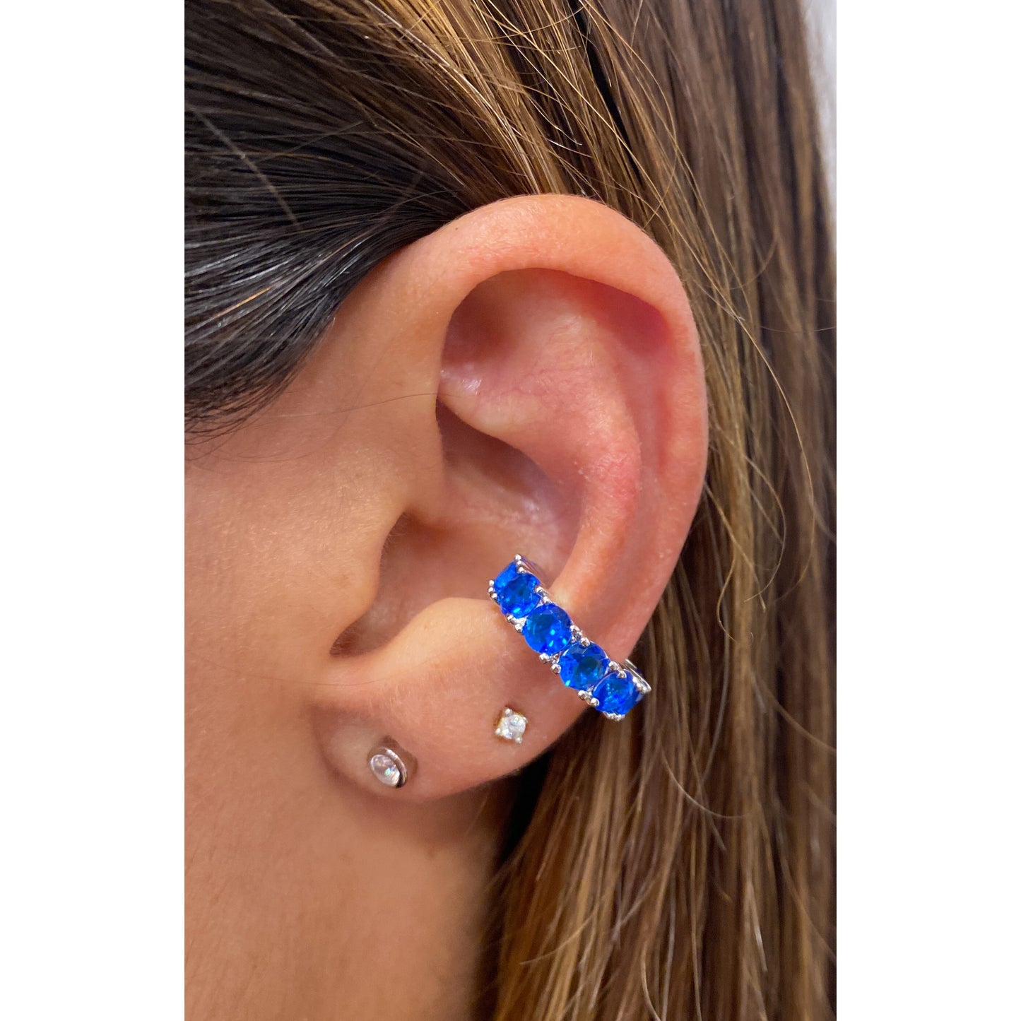 Earcuff UNAY Azul Rey - Plateado