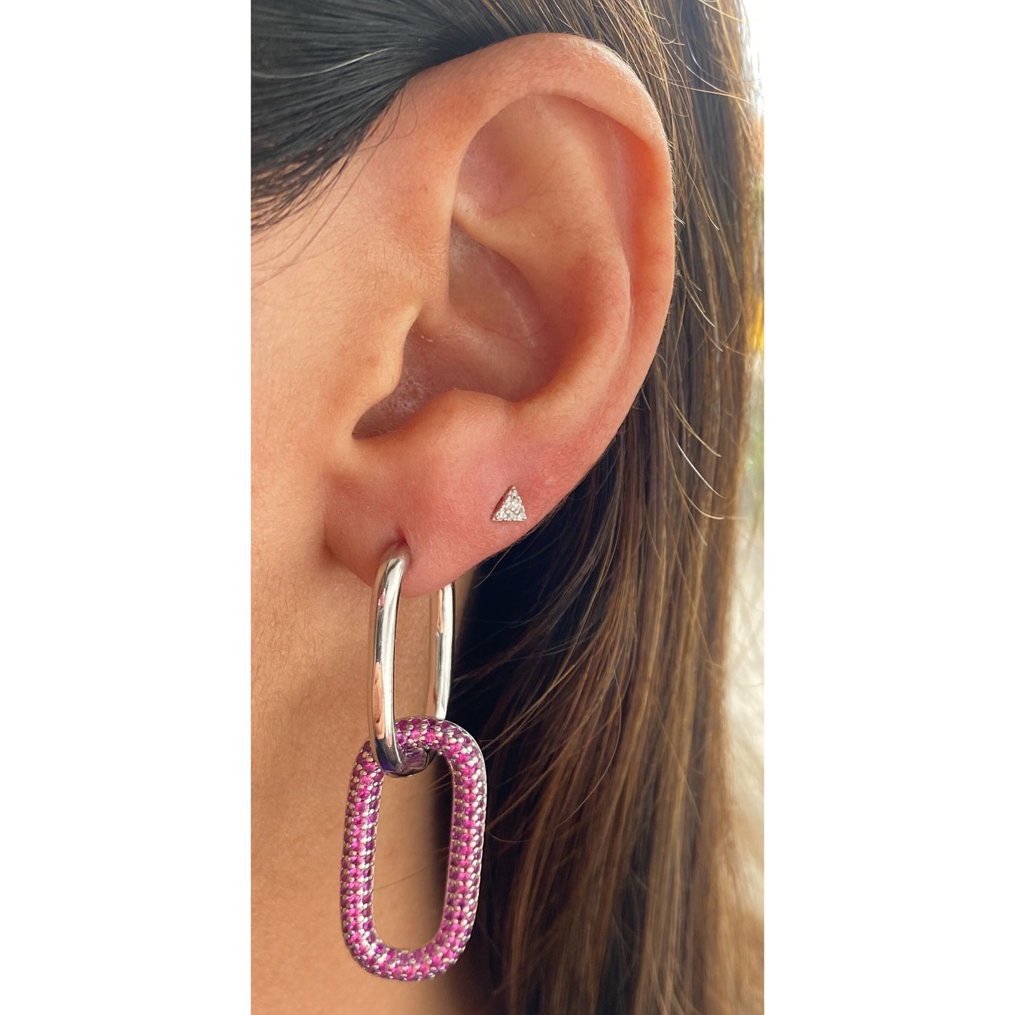 Aretes ZOKUN Plateado / Fucsia